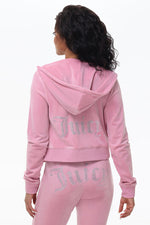 OG Big Bling Velour Hoodie - Rose - Juicy Couture