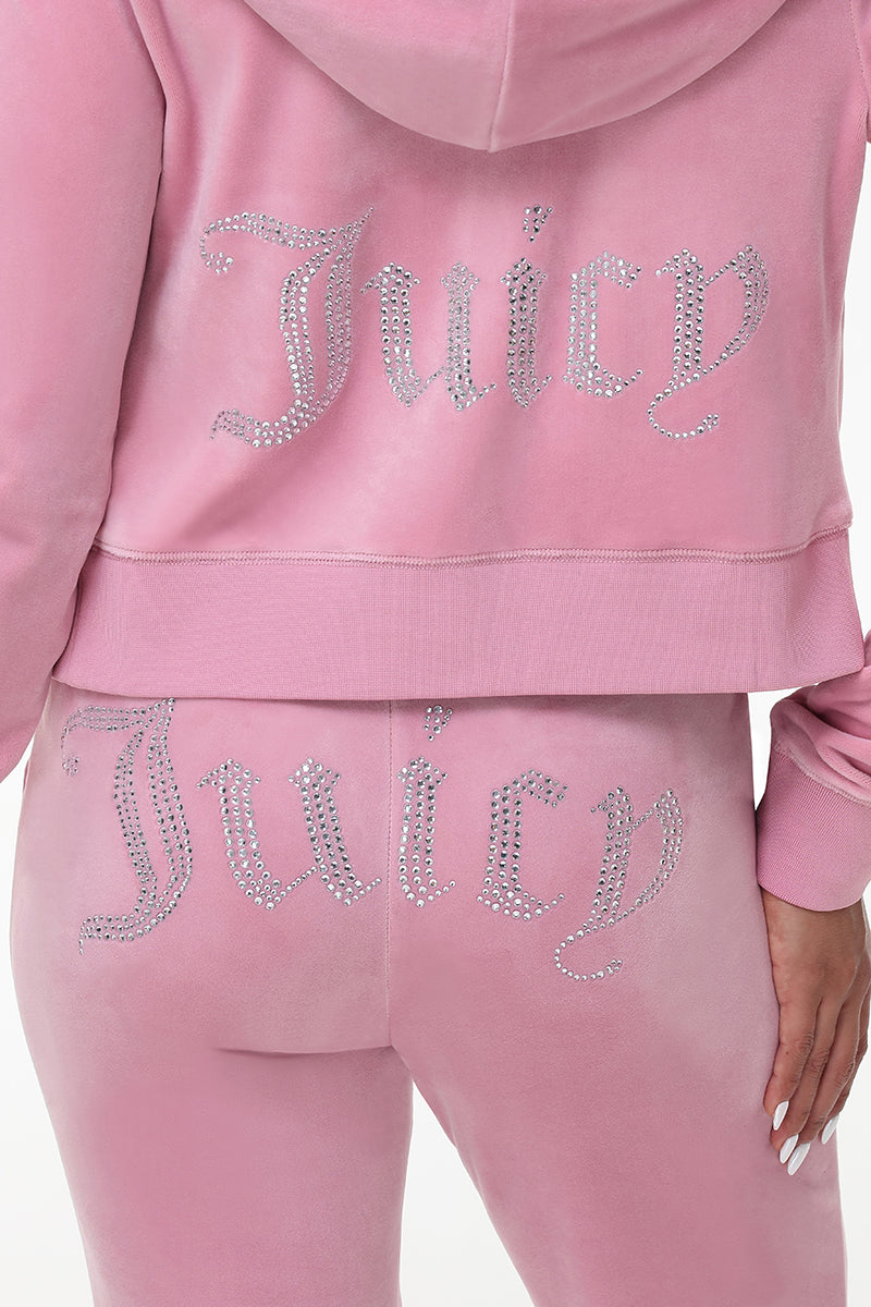 OG Big Bling Velour Hoodie - Rose - Juicy Couture