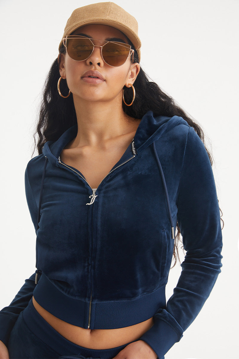 Sagittarius Customizable Big Bling Velour Hoodie - Regal Blue - Juicy Couture