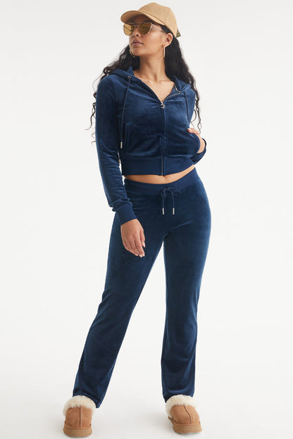 Aquarius Customizable Big Bling Velour Hoodie - Regal Blue - Juicy Couture