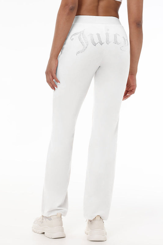Custom Initial OG Big Bling Velour Track Pants - Angel - Juicy Couture