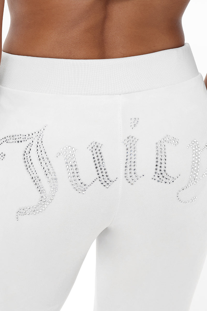 Custom Initial OG Big Bling Velour Track Pants - Angel - Juicy Couture