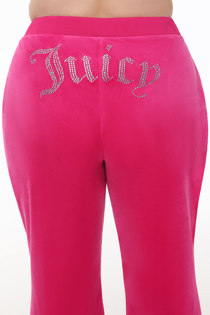 Plus-Size OG Big Bling Velour Track Pants - Free Love - Juicy Couture