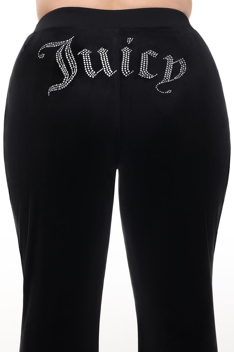 Plus-Size OG Big Bling Velour Track Pants - Liquorice - Juicy Couture