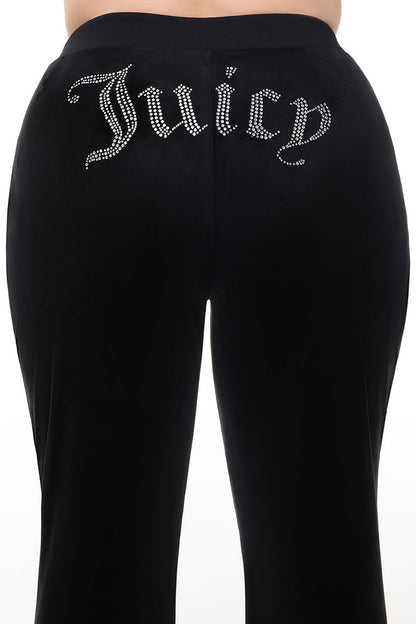 Plus-Size OG Big Bling Velour Track Pants - Liquorice - Juicy Couture
