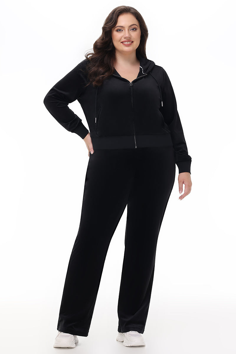 Plus-Size OG Big Bling Velour Track Pants - Liquorice - Juicy Couture