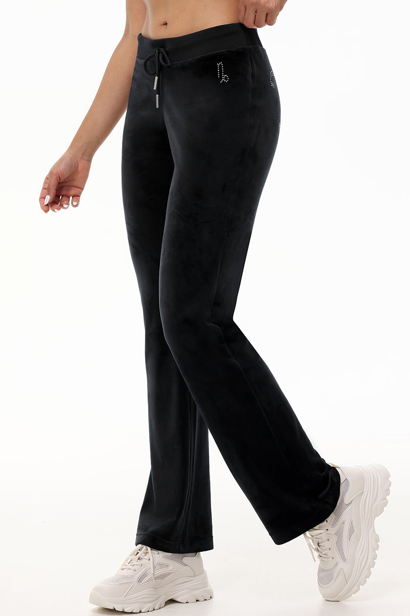 Custom Zodiac OG Big Bling Velour Track Pants - Liquorice - Juicy Couture