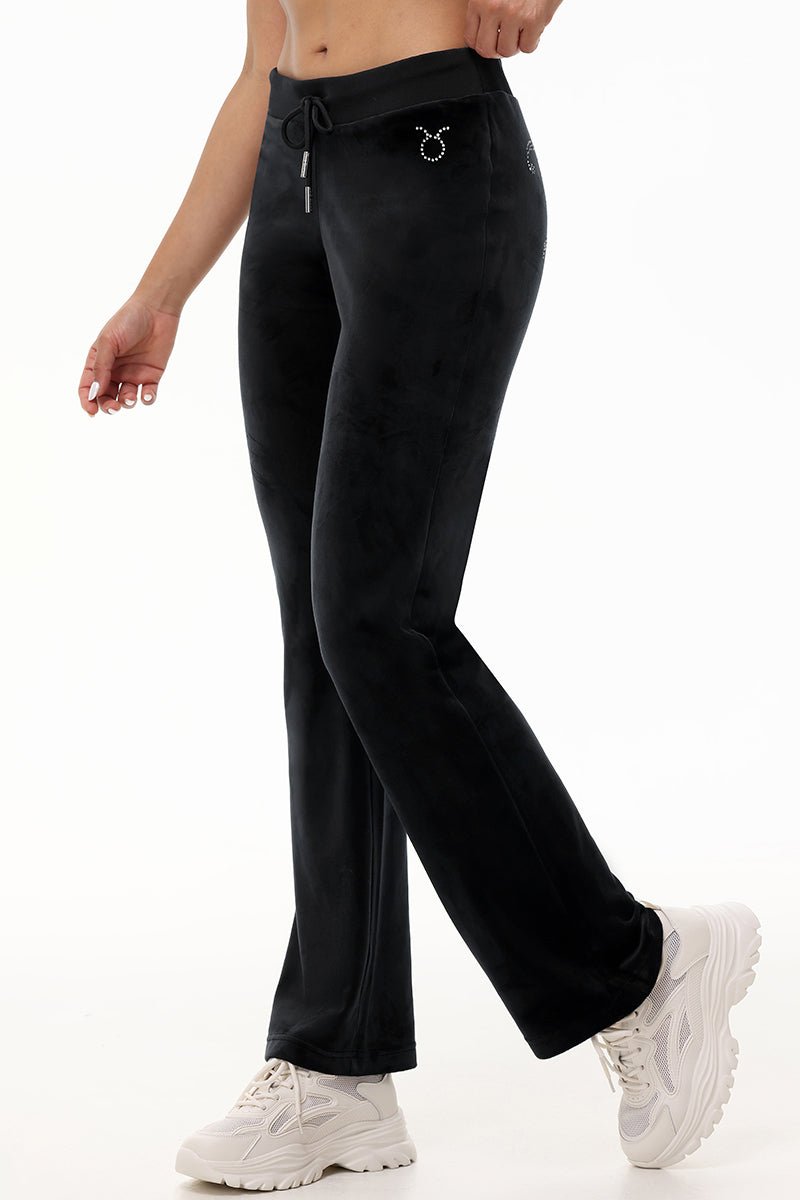 Custom Zodiac OG Big Bling Velour Track Pants - Liquorice - Juicy Couture