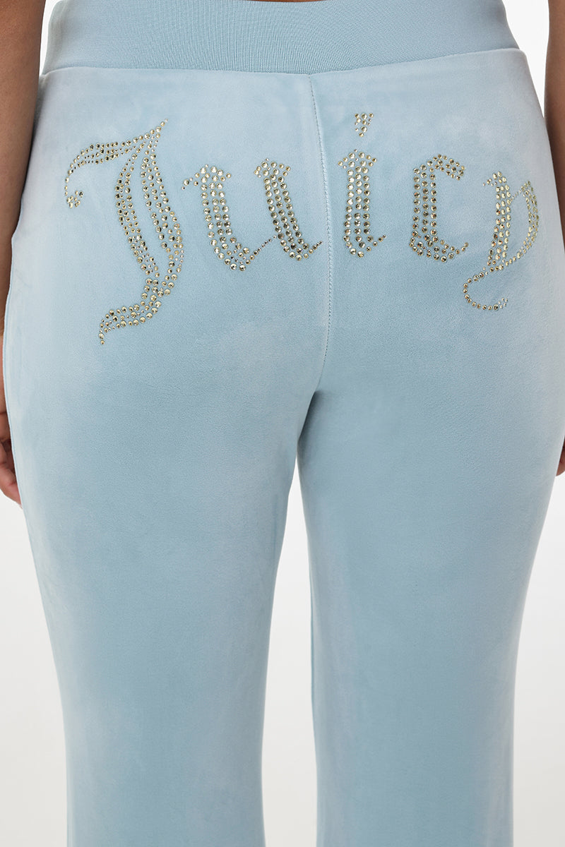OG Big Bling Velour Track Pants - Pastel Turquoise - Juicy Couture