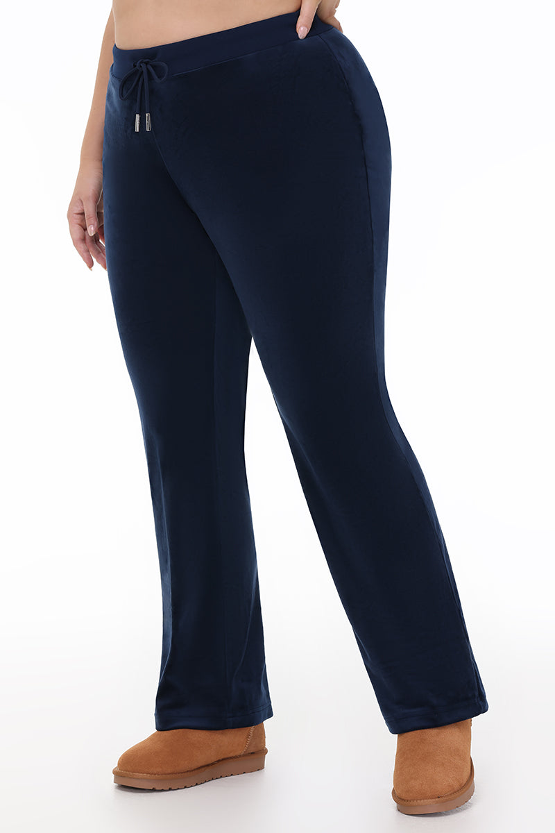 Plus-Size OG Big Bling Velour Track Pants - Regal Blue - Juicy Couture