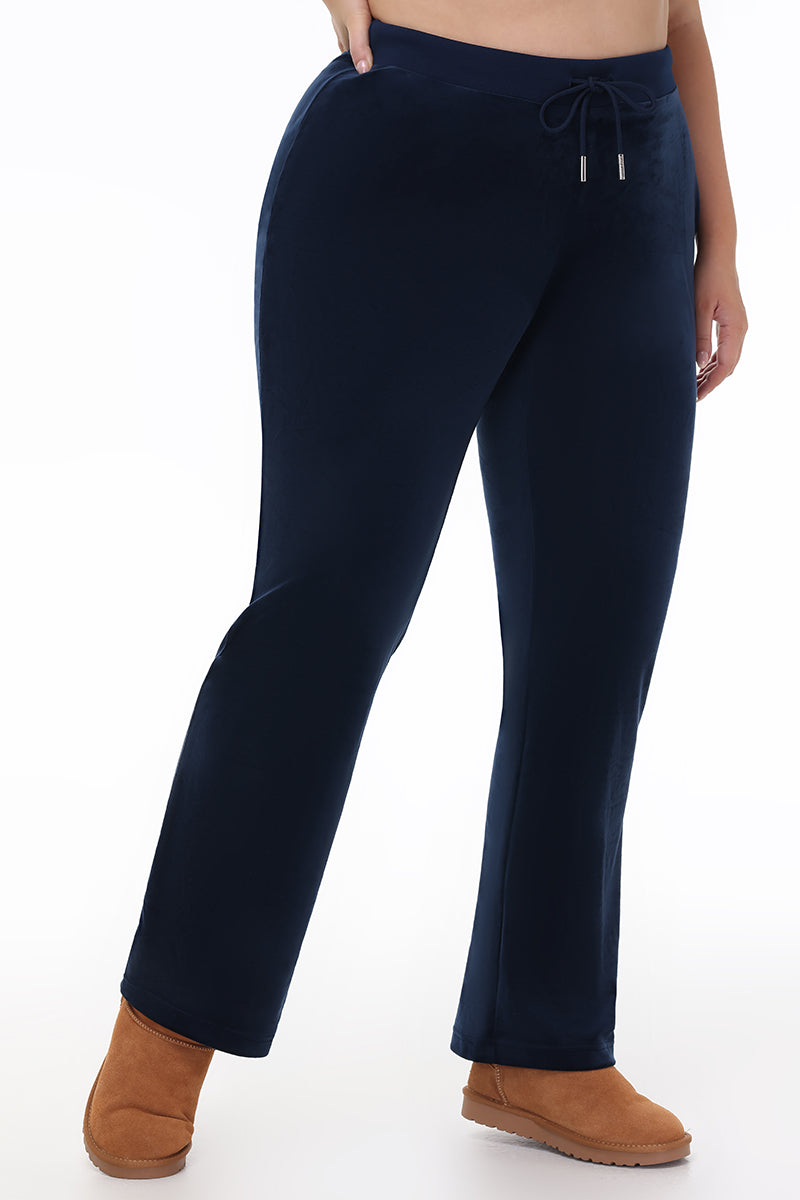 Plus-Size OG Big Bling Velour Track Pants - Regal Blue - Juicy Couture