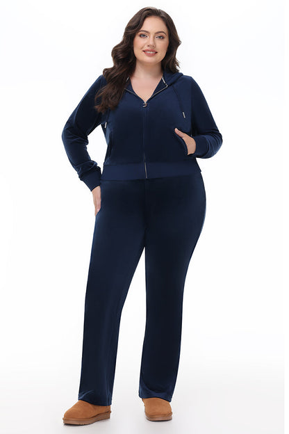 Plus-Size OG Big Bling Velour Track Pants - Regal Blue - Juicy Couture