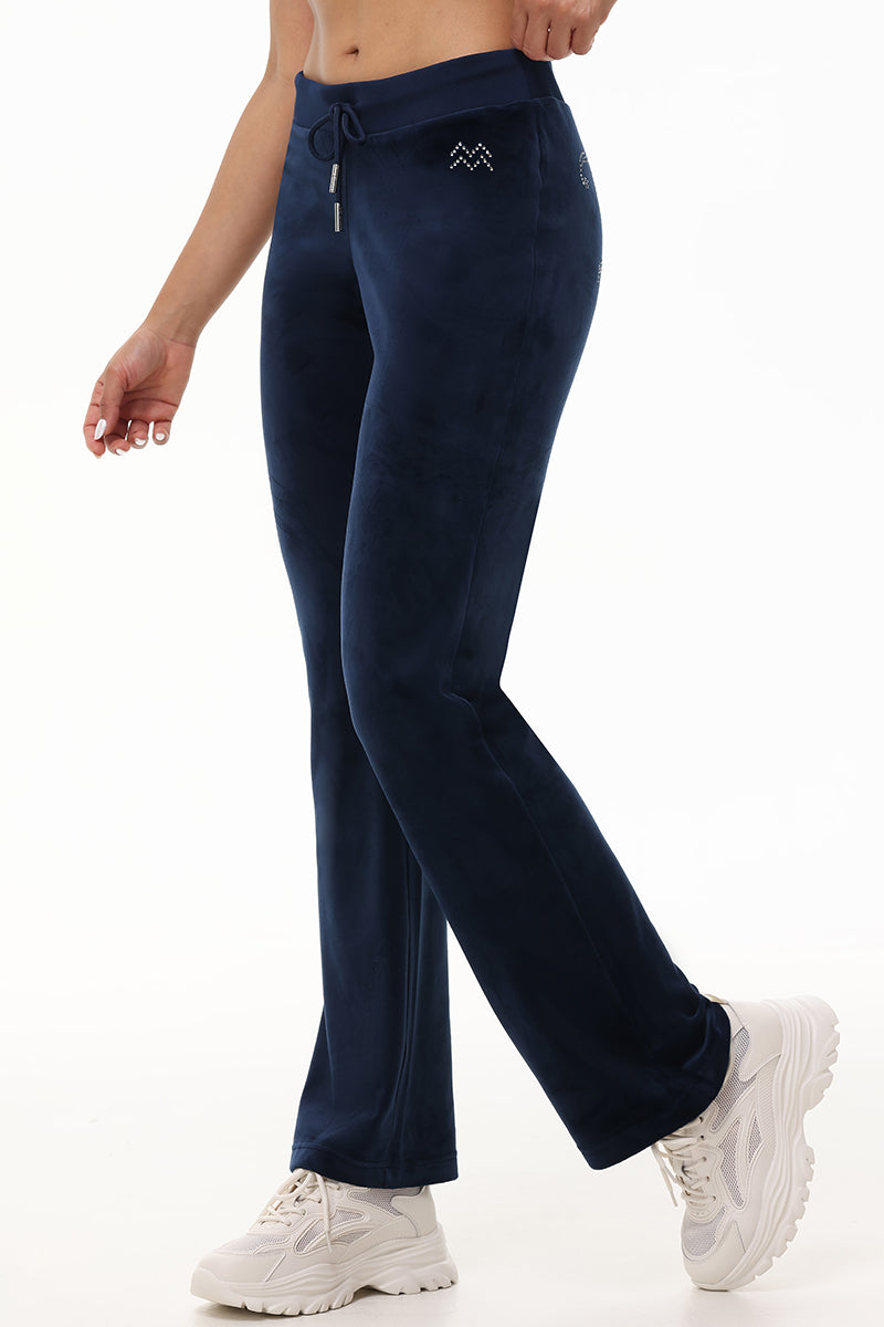 Custom Zodiac OG Big Bling Velour Track Pants - Regal Blue - Juicy Couture