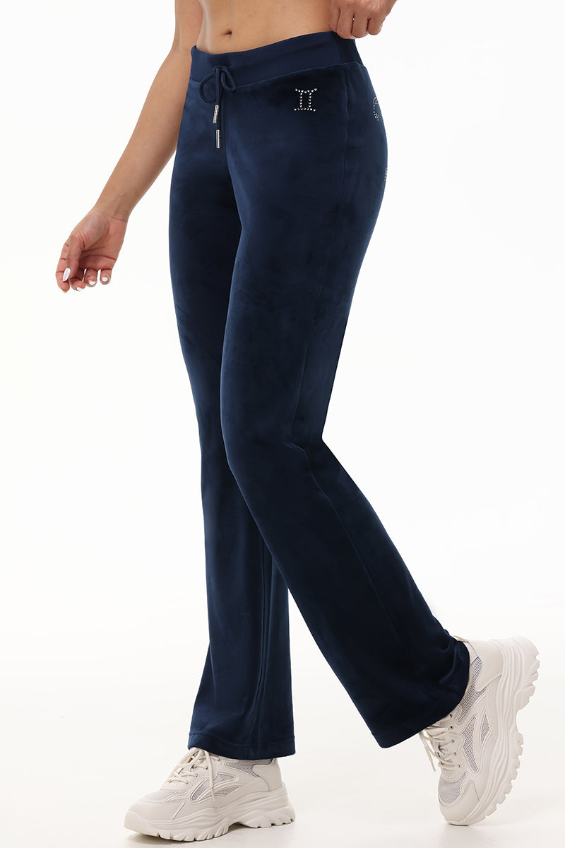 Custom Zodiac OG Big Bling Velour Track Pants - Regal Blue - Juicy Couture