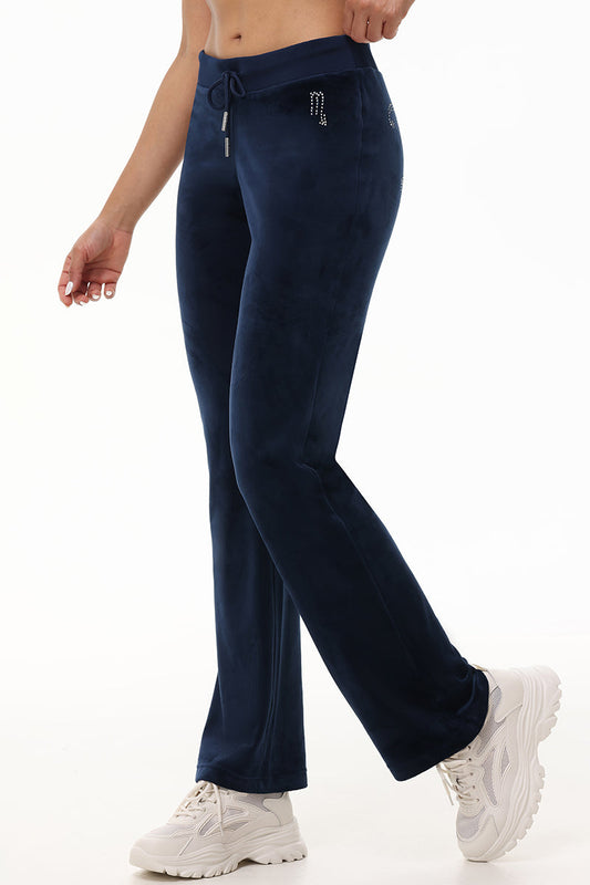 Custom Zodiac OG Big Bling Velour Track Pants - Regal Blue - Juicy Couture