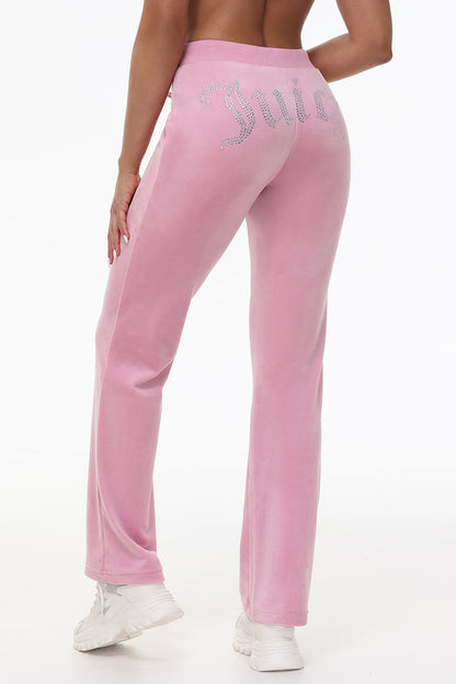 OG Big Bling Velour Track Pants - Rose - Juicy Couture