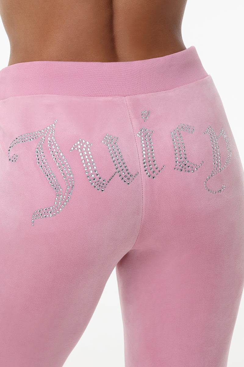 OG Big Bling Velour Track Pants - Rose - Juicy Couture