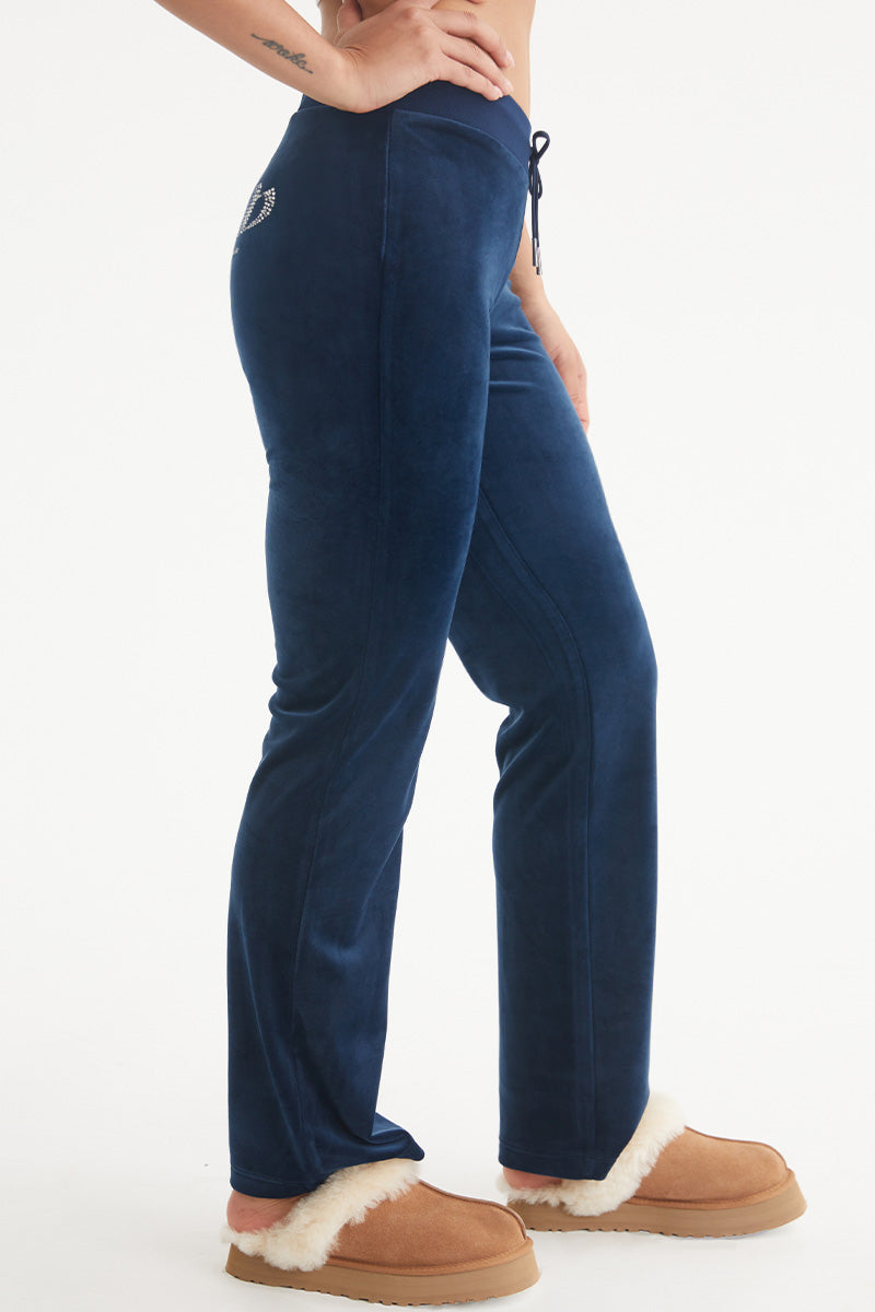 Scorpio Customizable Big Bling Velour Track Pants - Regal Blue - Juicy Couture