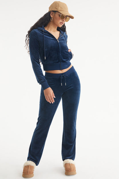 Capricorn Customizable Big Bling Velour Track Pants - Regal Blue - Juicy Couture