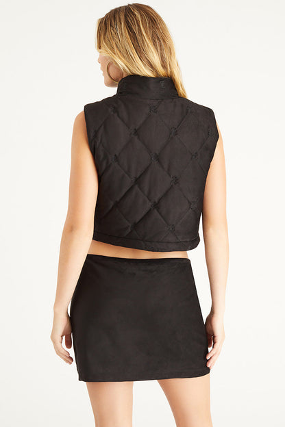 Faux Suede Monogram Vest - Liquorice - Juicy Couture