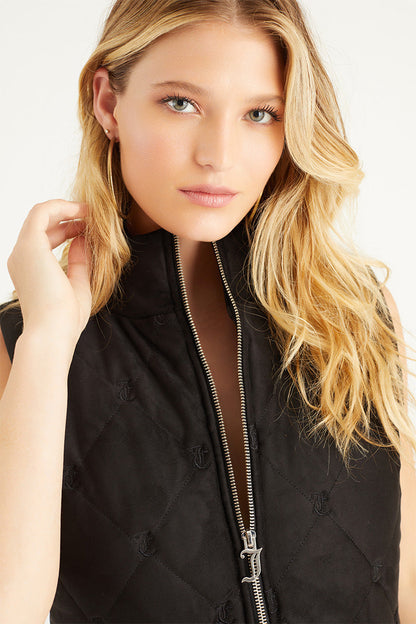Faux Suede Monogram Vest - Liquorice - Juicy Couture