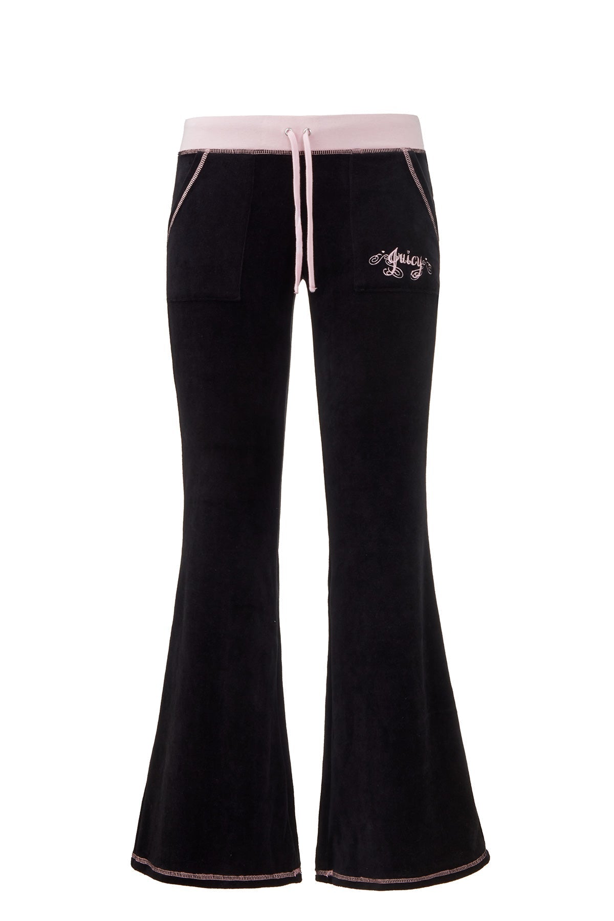 Sweetheart Cotton Velour Track Pants - Liquorice - Juicy Couture