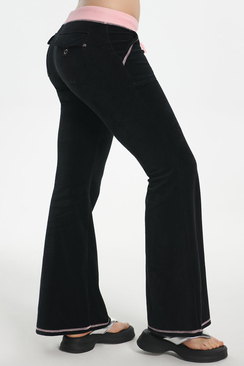 Sweetheart Cotton Velour Track Pants - Liquorice - Juicy Couture