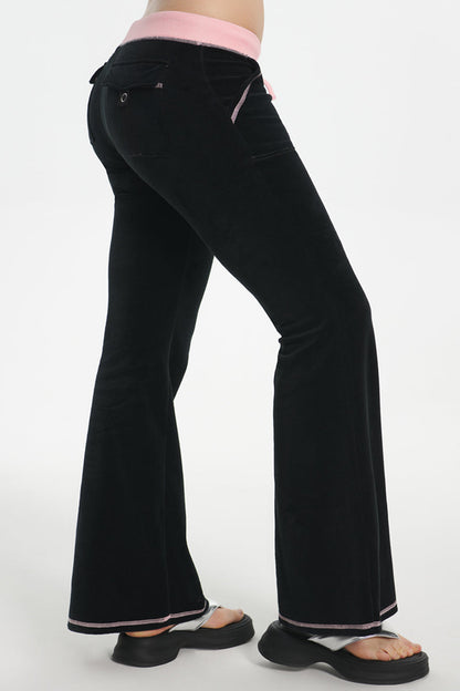 Sweetheart Cotton Velour Track Pants - Liquorice - Juicy Couture