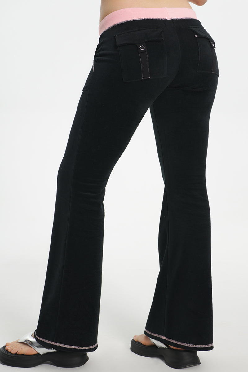 Sweetheart Cotton Velour Track Pants - Liquorice - Juicy Couture
