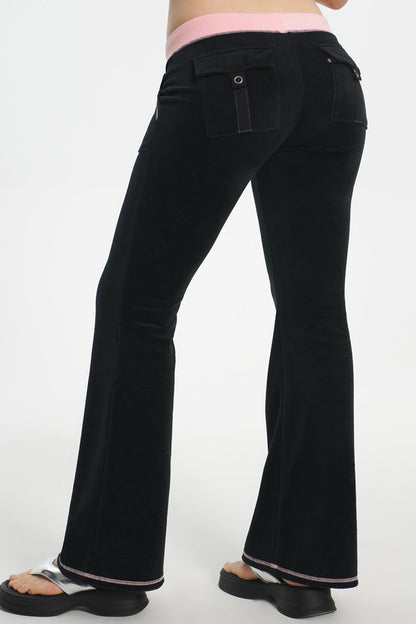 Sweetheart Cotton Velour Track Pants - Liquorice - Juicy Couture