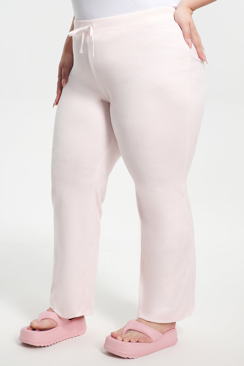 Plus-Size Classic Cotton Velour Track Pants - Soft Glow - Juicy Couture