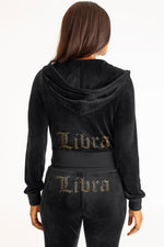 Libra Customizable Big Bling Velour Hoodie - Liquorice - Juicy Couture