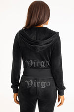 Virgo Customizable Big Bling Velour Hoodie - Liquorice - Juicy Couture