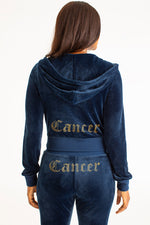 Cancer Customizable Big Bling Velour Hoodie - Regal Blue - Juicy Couture