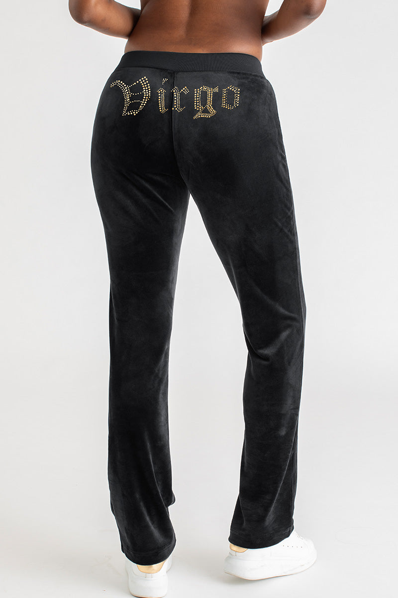 Virgo Customizable Big Bling Velour Track Pants - Liquorice - Juicy Couture