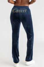 Cancer Customizable Big Bling Velour Track Pants - Regal Blue - Juicy Couture