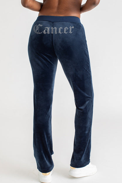Cancer Customizable Big Bling Velour Track Pants - Regal Blue - Juicy Couture