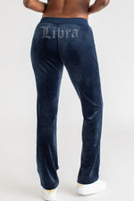 Libra Customizable Big Bling Velour Track Pants - Regal Blue - Juicy Couture
