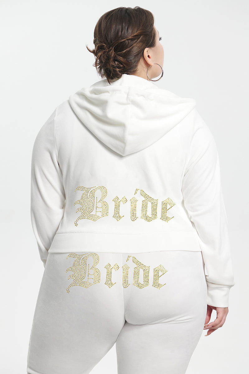 Bride Customizable Big Bling Velour Hoodie - Angel - Juicy Couture