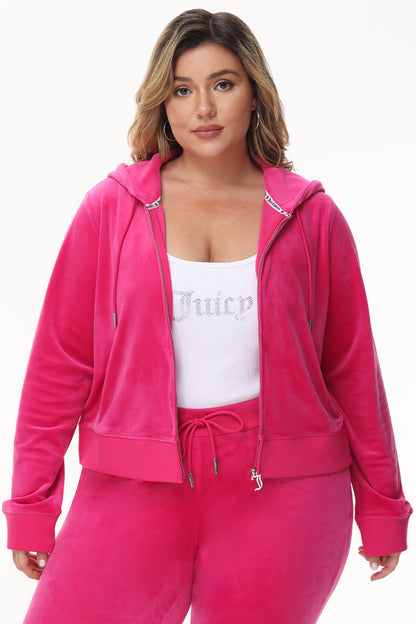 Wifey Customizable Big Bling Velour Hoodie - Free Love - Juicy Couture
