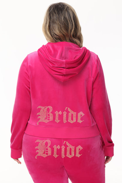 Bride Customizable Big Bling Velour Hoodie - Free Love - Juicy Couture