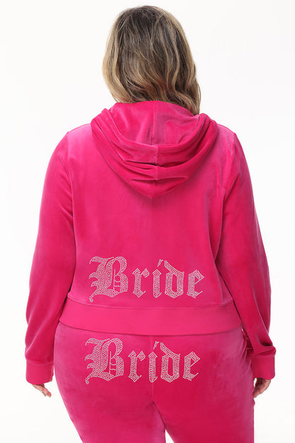 Bride Customizable Big Bling Velour Hoodie - Free Love - Juicy Couture