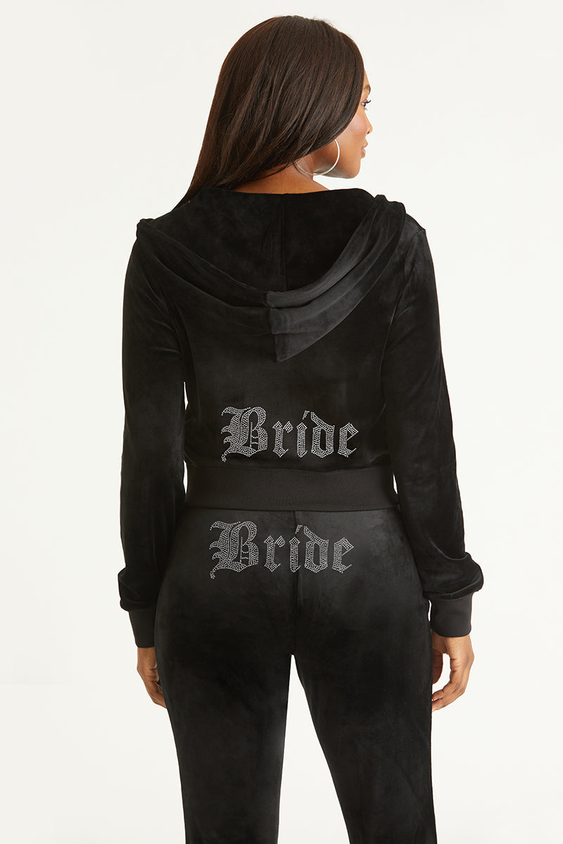 Bride Customizable Big Bling Velour Hoodie - Liquorice - Juicy Couture