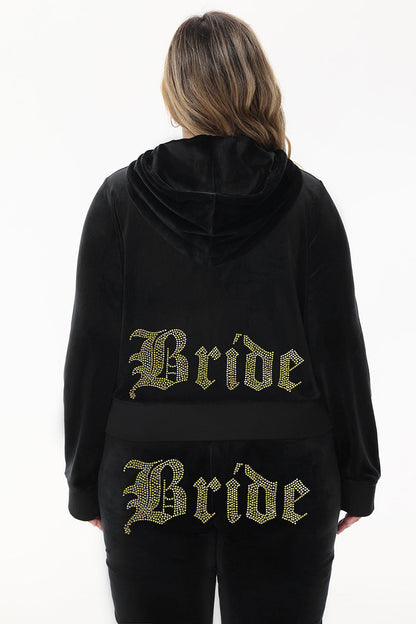 Bride Customizable Big Bling Velour Hoodie - Liquorice - Juicy Couture