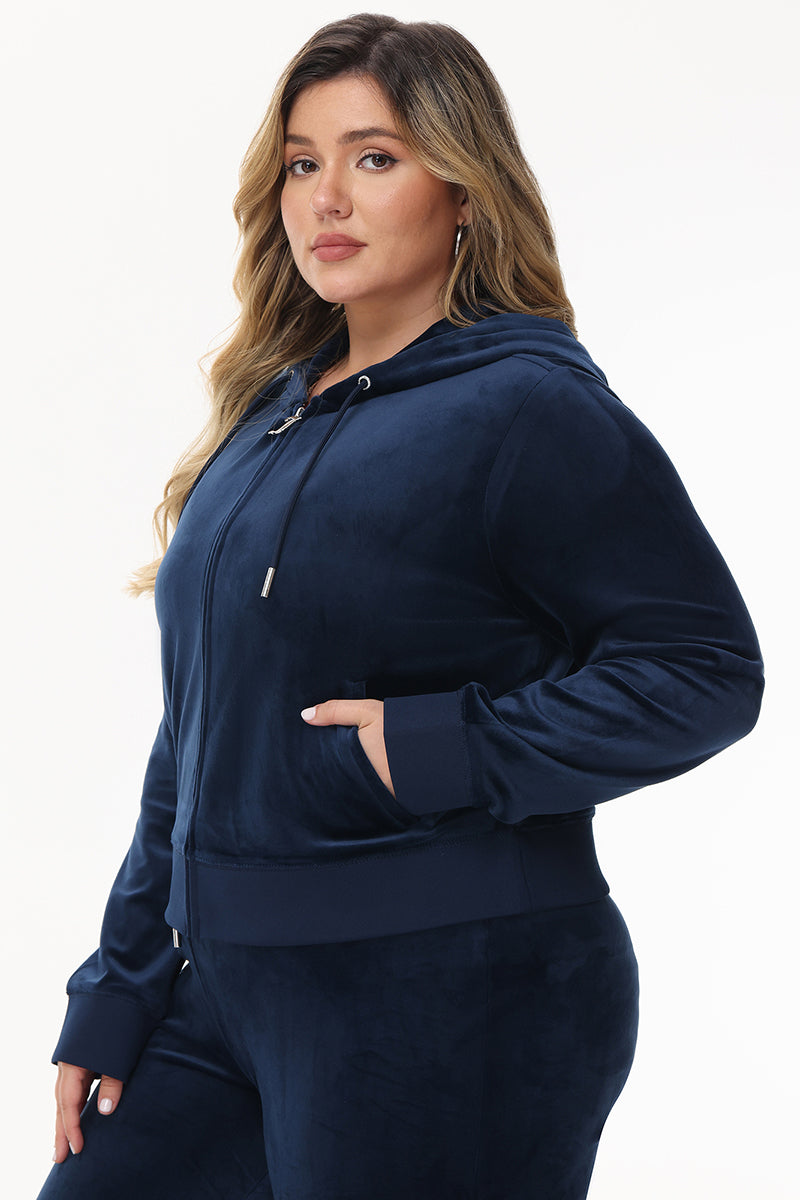 Bride Customizable Big Bling Velour Hoodie - Regal Blue - Juicy Couture