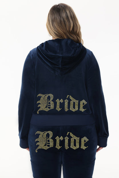 Bride Customizable Big Bling Velour Hoodie - Regal Blue - Juicy Couture