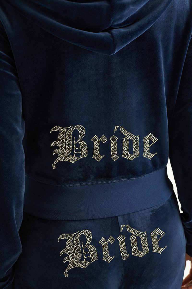 Bride Customizable Big Bling Velour Hoodie - Regal Blue - Juicy Couture