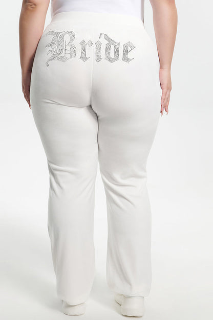 Bride Customizable Big Bling Velour Track Pants - Angel - Juicy Couture