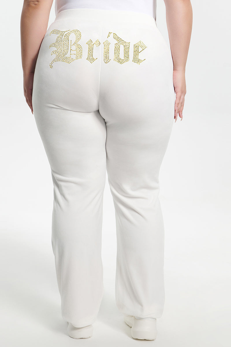 Bride Customizable Big Bling Velour Track Pants - Angel - Juicy Couture