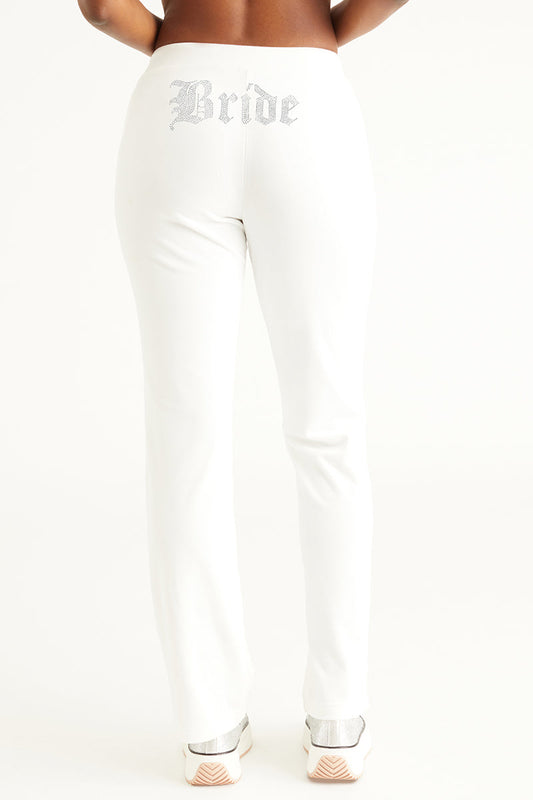Bride Customizable Big Bling Velour Track Pants - Angel - Juicy Couture